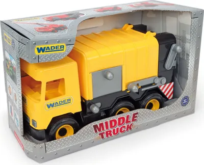 Produktbild von MIDDLE TRUCK Müllwagen gelb-schwarz im Schaukarton