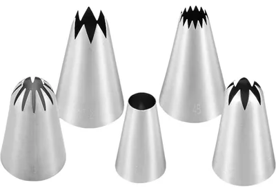 Image de Jeu de 5 douilles en acier inoxydable pour poche à douille, accessoires pour gâteaux, pour décorer des beignets