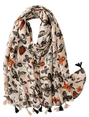 Produktbild von Schal Damen Mode Oversize Deckenschal mit Fransen 180x90 cm Polyester