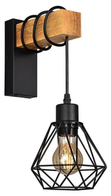 Produktbild von BARCELONA LED Wandleuchte Nordisch Käfig E27 Holz Schwarz