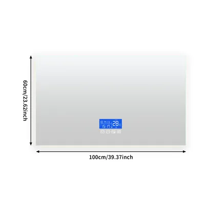 Produktbild von Badspiegel mit LED Beleuchtung - 100 x 60cm, , Touchschalter, Dimmbar 3in1 Kaltweiß Neutral Warmweiß, Digitaluhr, Kosmetikpiegel - Badezimmerspiegel, Lichtspiegel, LED Spiegel