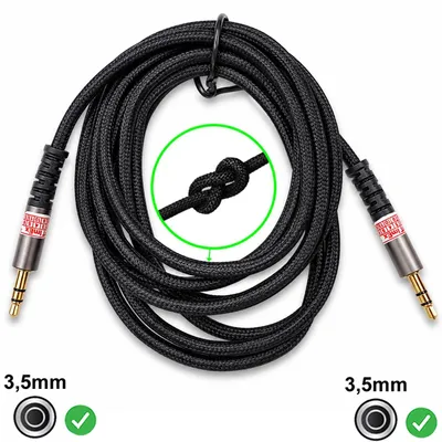 Produktbild von Nylon AUX Audiokabel 2m 3,5mm Stereo Klinkenstecker HiFi Audio Kabel