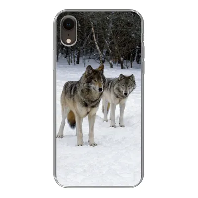 Produktbild von MuchoWow® Handyhülle Schutzhülle Hülle für iPhone XR Wolf - Schnee - Kanada Silikon Softcase Handy Hülle - Schutzdeckel