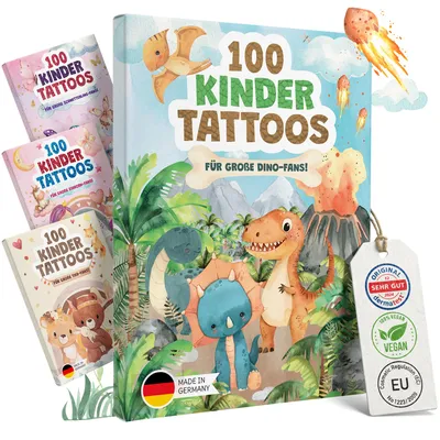 Produktbild von EULENTALER® Kindertattoos [Dermatest ] I 100 hautfreundliche Tattoos für Kinder mit Dino Motiven I Mitgebsel Kinder Geburtstag Jungs