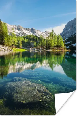 Produktbild von MuchoWow® Poster Wasser - Berge - Felsen 40x60 cm - Plakate für die Wand - Poster Babyzimmer