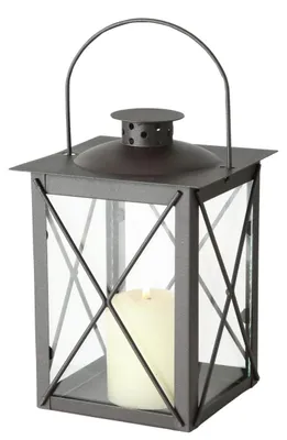 Laterne aus Eisen und Klarglas, quadratisch, braun, 20 cm