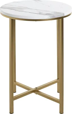 Produktbild von Beistelltisch >52235< in goldfarben, marmoroptik, Metall, MDF - 53x39cm (HxD)