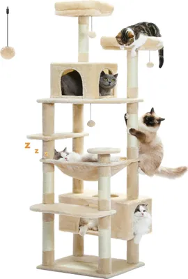 Immagine prodotto di Albero per gatti, design spazioso, superfici tiragraffi resistenti, AMT0204BG, XL