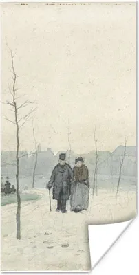 Produktbild von MuchoWow® Poster Altes Paar in einem neu angelegten Park - Gemälde von Anton Mauve 40x80 cm - Dekoration