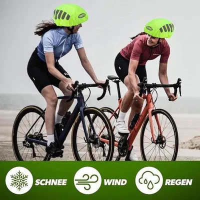 Productafbeelding van Fietshelm regenbescherming met waterdichte hoes - 2 stuks - Reflecterende helmkap voor fietsen - Beschermt tegen regen - Roze en groen