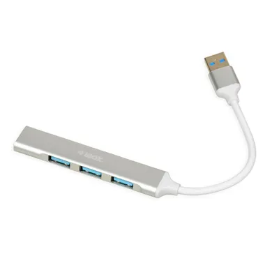 Produktbild von iBox IUH3FAS, USB 3.2 Gen 1 (3.1 Gen 1) Type-A, USB 3.0, 5000 Mbit/s, Weiß, Rundkabel, 0,13 m