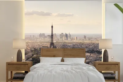 Produktbild von MuchoWow® Fototapete für Wohnzimmer oder Schlafzimmer Wandtapete Vinyl Motivtapete Paris - Eiffelturm - Himmel - 350x350 cm - Schlafzimmertapete
