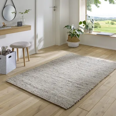 Produktbild von TaraCarpet Handwebteppich Helsinki hellgrau meliert 250x290 cm