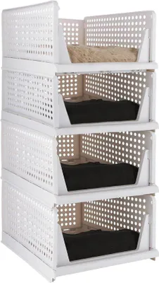 Image de Lot de 4 rangements en plastique pour la chambre et la cuisine