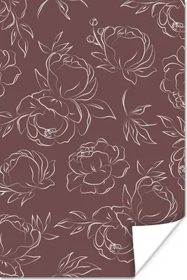 Produktbild von MuchoWow® Poster Blumen - Linienkunst - Muster - Rosen 120x180 cm - Kunstposter