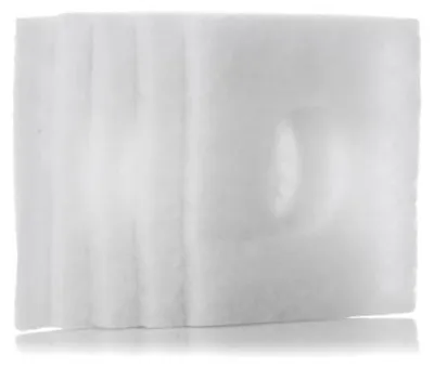 A stack of white filters with indentations on the front filter.