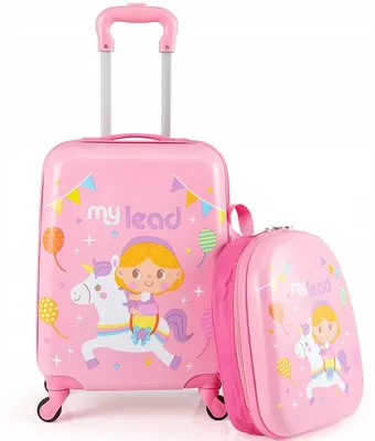 Produktbild von Zweiteiliges Kinderkoffer-Set BN10047, Handgepäck und Rucksack, Einhorn, rosa
