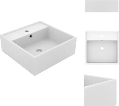 Produktbild von vidaXL Luxus-Waschbecken Überlauf Quadratisch Matt Weiß 41x41 cm -  Badezimmer-Waschbecken