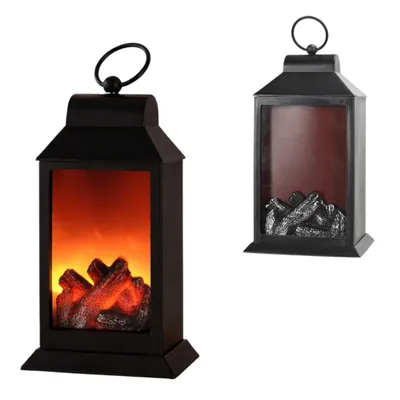 Produktbild von CEPEWA LED Kamin Laterne Flammeneffekt schwarz 15x27x12cm Flammensimulation