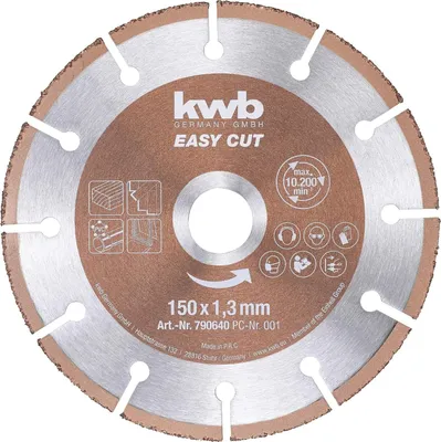 Produktbild von kwb Easy-Cut universal Hartmetall Trennscheibe 150 mm x 1,3 mm, Flex-Scheibe f. div. Materialien, Bohrung 22,23 mm, 150mm