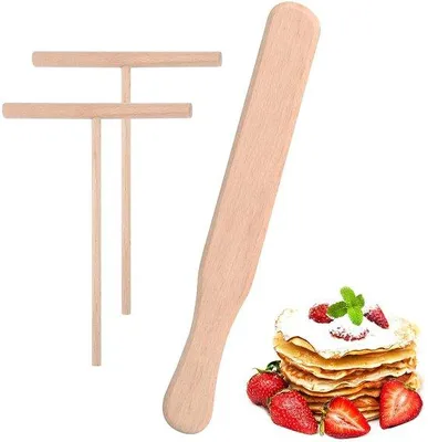 Image de Set de spatules en bois - Convient pour les crêpes - 3 pièces - Bois de hêtre