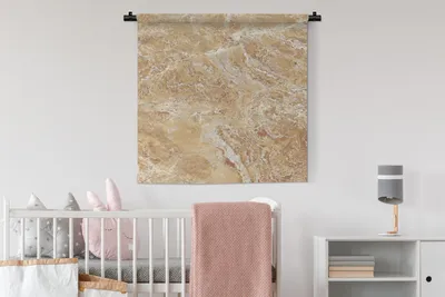 Produktbild von MuchoWow® Wandteppich Wandbehang Marmor - Weiß - Braun 90x90 cm Tapisserie Dekoration Wandtuch - Wandaufhänger