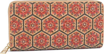 Produktbild von styleBREAKER Damen Geldbörse aus Kork mit buntem Muster Print im Ethno Look, Reißverschluss, Portemonnaie 02040138