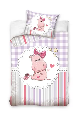 Produktbild von Carbotex Hippo Baby Bettbezug Rosa - 100 x 135 cm - Baumwolle