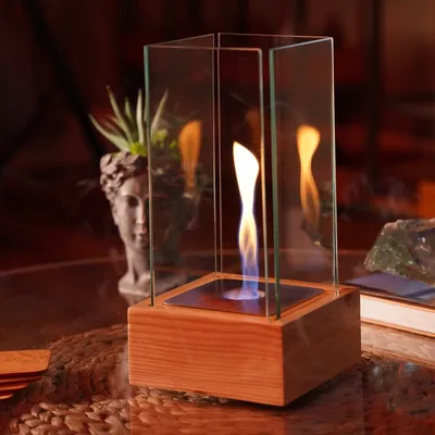 Produktbild von Double T Concept® Indoor Feuersäule Dekokamin Tischkamin Dekofeuer Tischfeuer Terrassenkamin Heizung Tisch Bioethanol Holz Feuersäule Lagerfeuer