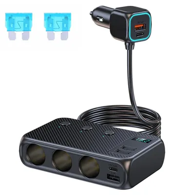 9-in-1 USB-C Auto-Steckeradapter 171W, 3 Steckdosen, 4 USB + Dual PD