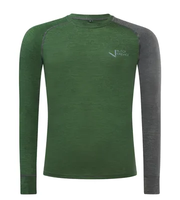 Immagine prodotto di BLACK CREVICE - Camicia a maniche lunghe da uomo in lana merino | intimo funzionale | strato base | colore: verde/antracite | taglia: XXL
