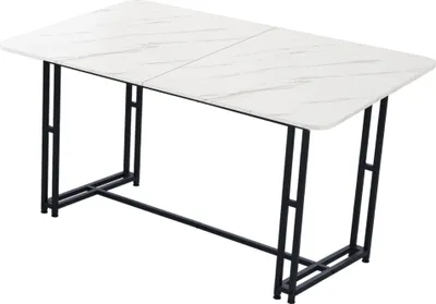 Produktbild von Flieks Essgruppe Sitzgruppe 5-tlg., Esstisch mit 4 Esszimmerstuhl, Küchentisch mit Metallbeinen, Küchenstuhl Polsterstuhl mit Leinenbezug, Grau