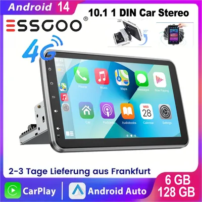 Imagen del producto de Radio para coche de 1 DIN con DAB, cámara integrada y pantalla táctil de 10,1 pulgadas, con sistema Android 14