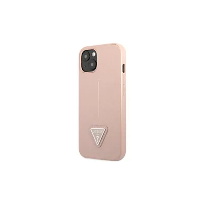 Produktbild von Guess Kappe für iPhone 13 6.1" GUHCP13MPSATLP rosa Hartschalenetui Saffiano Triangle Logo