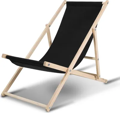Produktbild von Faziango Liegestuhl Relaxliegestuhl Klappbar Holz Schwingliege klappliege Strandstuhl schwarz