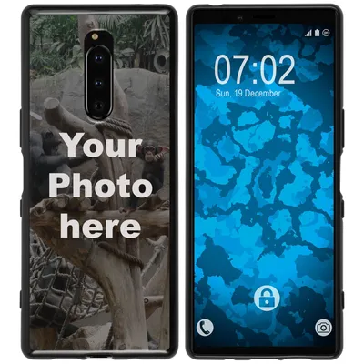 Produktbild von PhoneNatic Case kompatibel mit Xperia 1 Personalisierte Handyhülle  schwarz zum selbst gestalten mit eigenem Foto