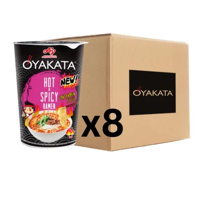 Produktbild von 8er-Pack Ajinomoto OYAKATA Instantnudeln Tantanmen scharf Ramen Cup 63g