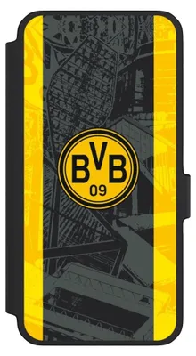 Produktbild von NIVOCASE Klapphülle für Samsung Galaxy A56 5G  Handyhülle aus Kunst Leder NIVOflip schwarz BVB Borussia Dortmund Stadion