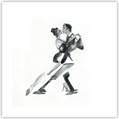 Produktbild von Poster - Poster ohne Rahmen - Tango Zeichnen Schwarzweiß - 40x40 cm - Wand Bild - Wanddeko - Wandbilder - Kunstposter - Wandposter - Bilder - Kunstdruck - Wanddekoration - Wandbild - P2XAC40x40-4300