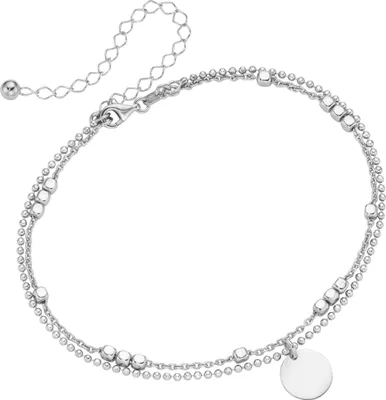 Produktbild von Fusskette Smart Jewel zweireihig, mit rundem Plättchen, Silber 925 Silber 28 cm