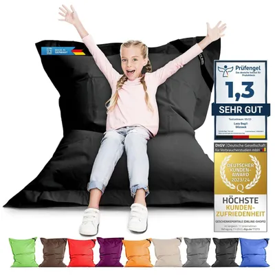 Obrázek produktu pro Lazy Bag sedací pytel XL 250 litrů - obrovský sedací pytel pro děti a dospělé - 160x120 cm - černý