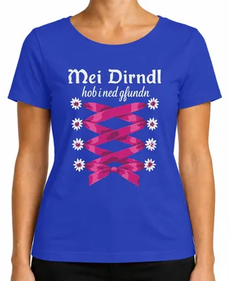 Imagen del producto de Camiseta para mujer, modelo "Edelweiß", de la marca "Oktoberfest Bayern Trachten", estilo "Dirndl", color azul, talla XL