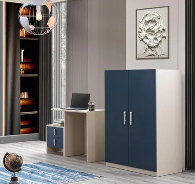 Produktbild von Blaues Möbelset aus Holz für Schlafzimmer und Arbeitszimmer
