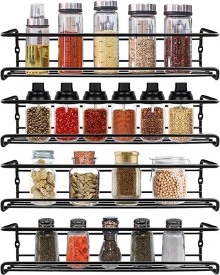 Produktbild von Wandkräuterregal Set 4-teilig schwarz 29x66x64 cm
