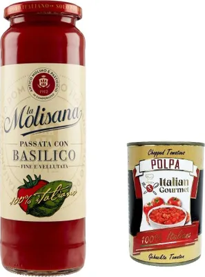 Produktbild von 6x La Molisana Passata con basilico Tomatenpüree mit Basilikum 100% Italienisch 690g + Italian Gourmet polpa 400g