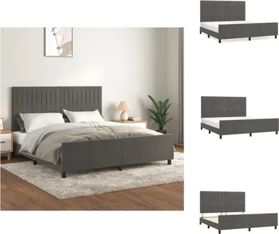 Immagine prodotto di vidaXL Struttura letto con testiera grigio scuro 180x200 cm in velluto - Letti e strutture letto