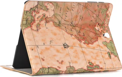 Produktbild von Für Samsung Galaxy Tab S4 10.5" SM-T830 SM-T835 10,5 Zoll (2018) Schutzhülle Case Schutz Hülle Kunstleder Weltkarte Tasche Etui Standfunktion BEIGE