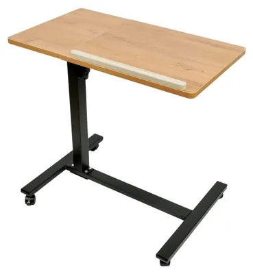 Produktbild von Höhenverstellbarer Stehpult-Schreibtisch, mobiler Laptoptisch mit 4 Rollen, Steh-Sitz Computertisch, 60 x 34,5 x 58 x 90 cm (Holzfarbe)