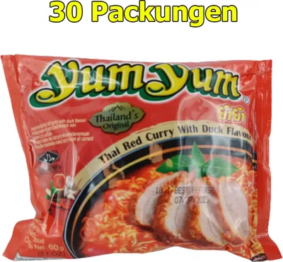 Produktbild von Yum Yum red Curry with Duck 30er Pack instant Nudeln asiatische Nudelsuppe