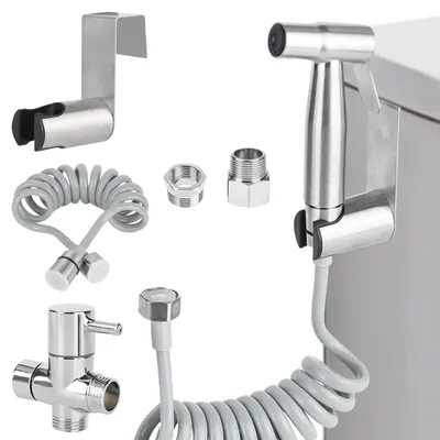 Image de Douchette pour bidet, en acier inoxydable, avec robinet de 1/2 pouce, raccordement de 3/8 pouces, pour toilettes